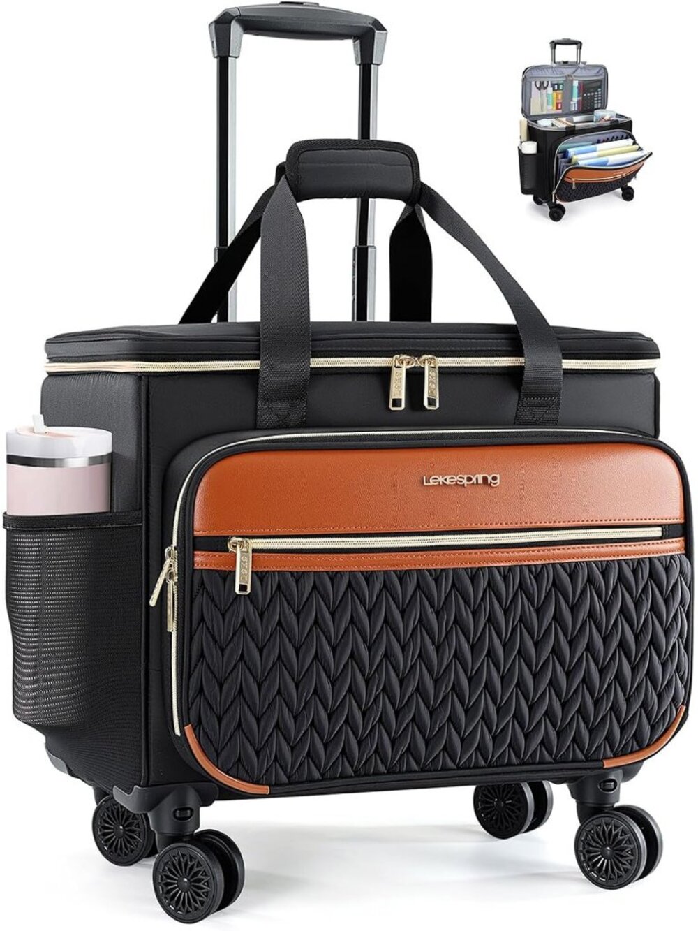 Rolling Teacher Bag with 4-Wheels 360° Spinner, Hardside Large | Laptop Rolling